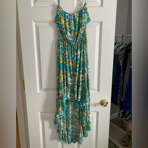 Elan Beach High-Low Dress with Fun Design and Ruffle Detail